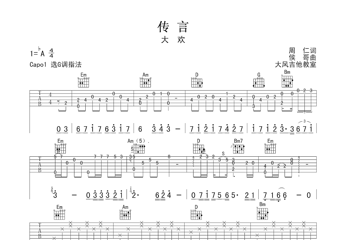 传言吉他谱预览图