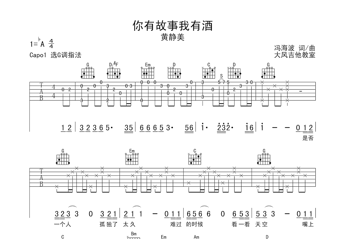 你有故事我有酒吉他谱预览图