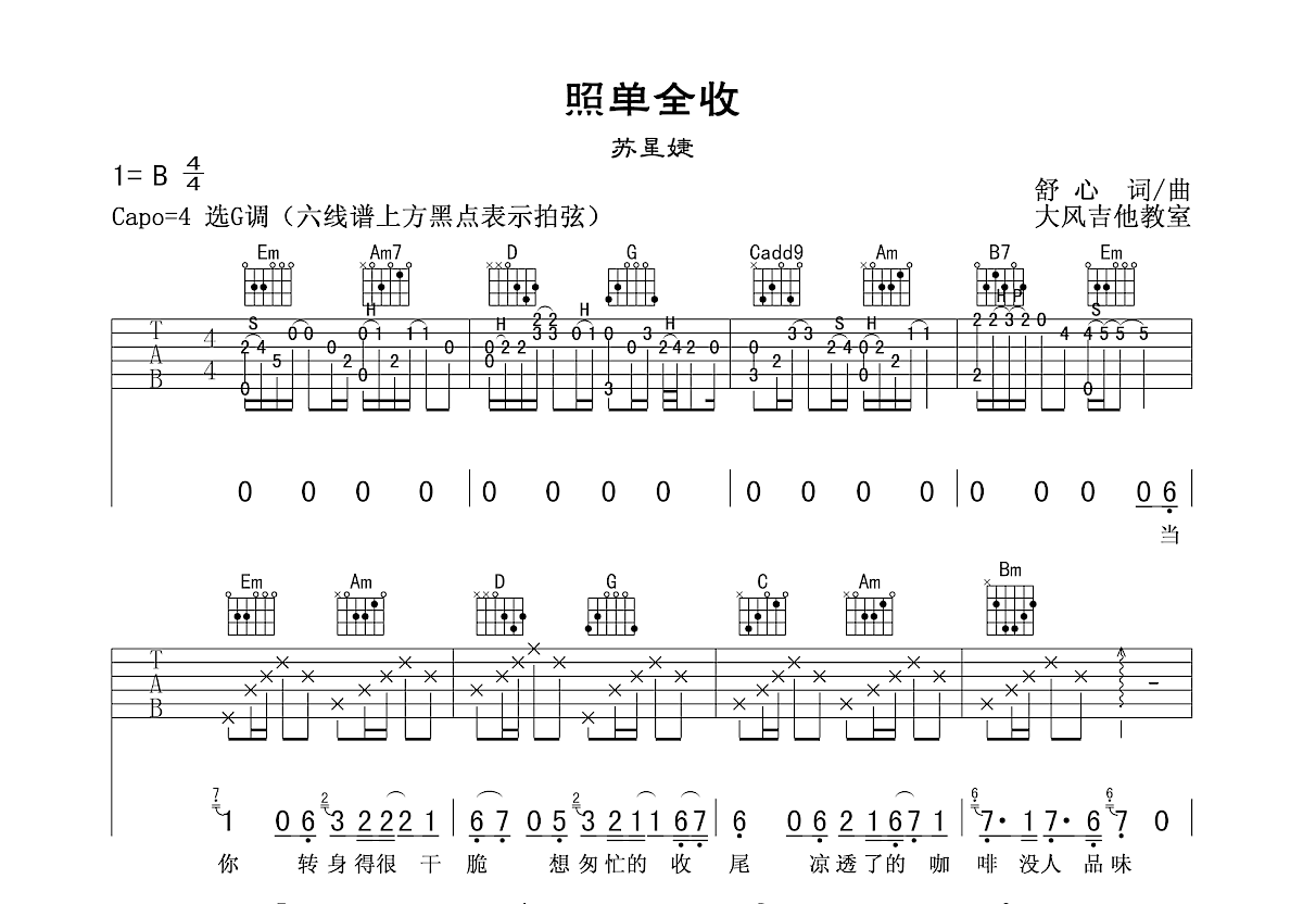 照单全收吉他谱预览图