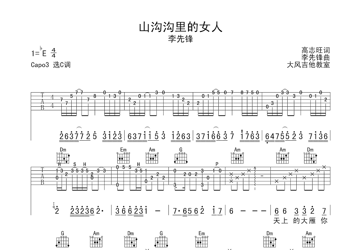 山沟沟里的女人吉他谱预览图