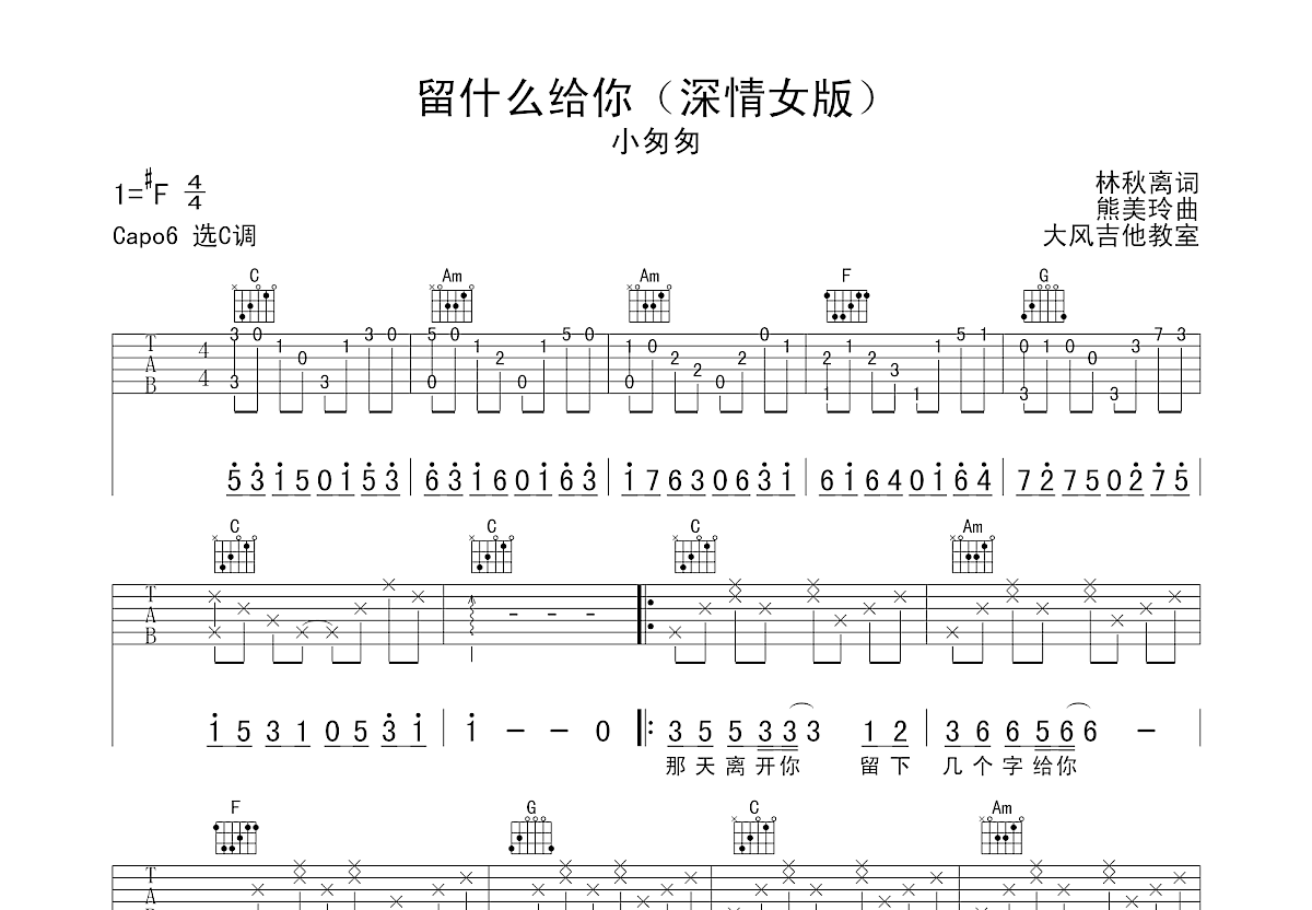 留什么给你吉他谱预览图