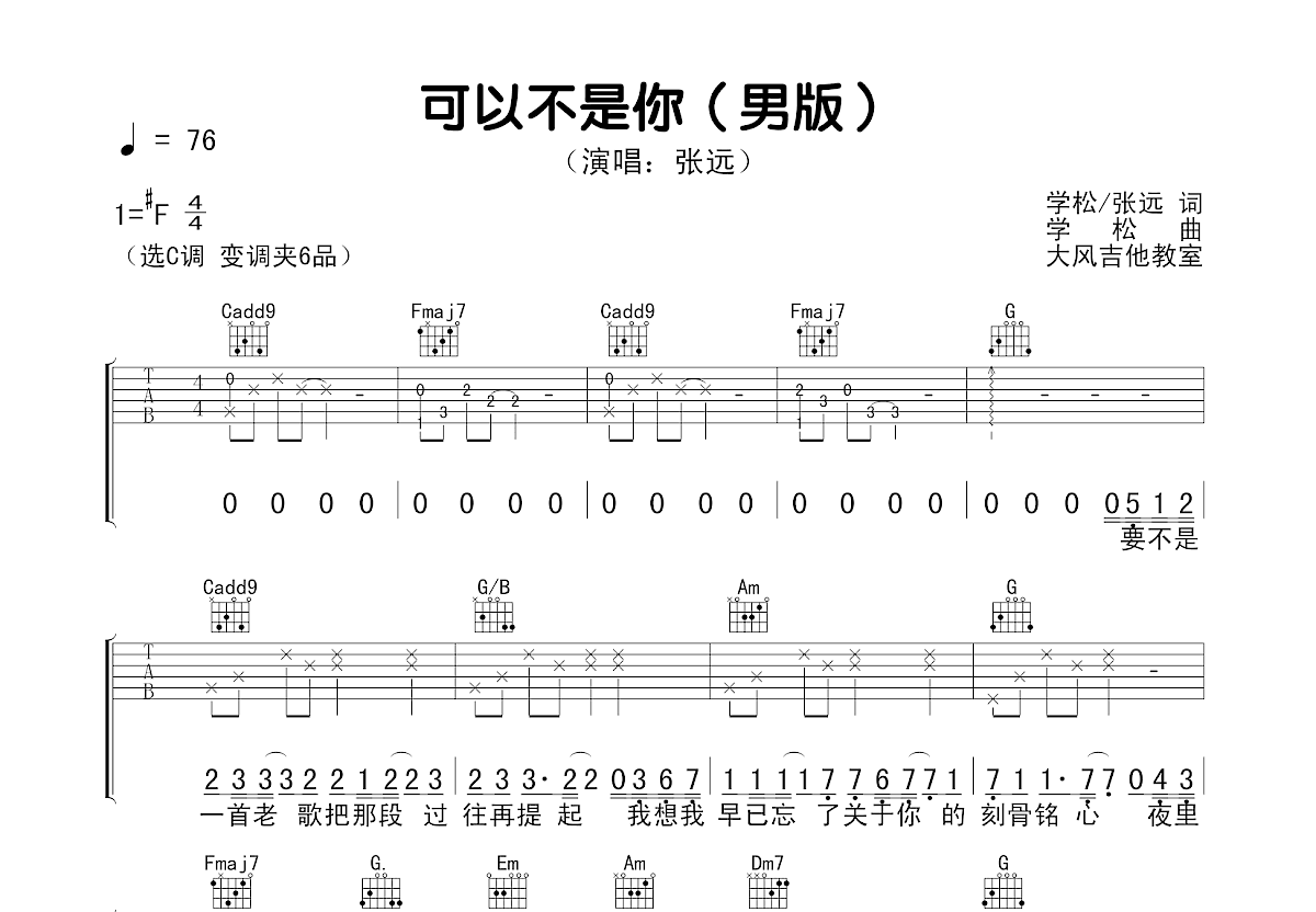 可以不是你吉他谱预览图