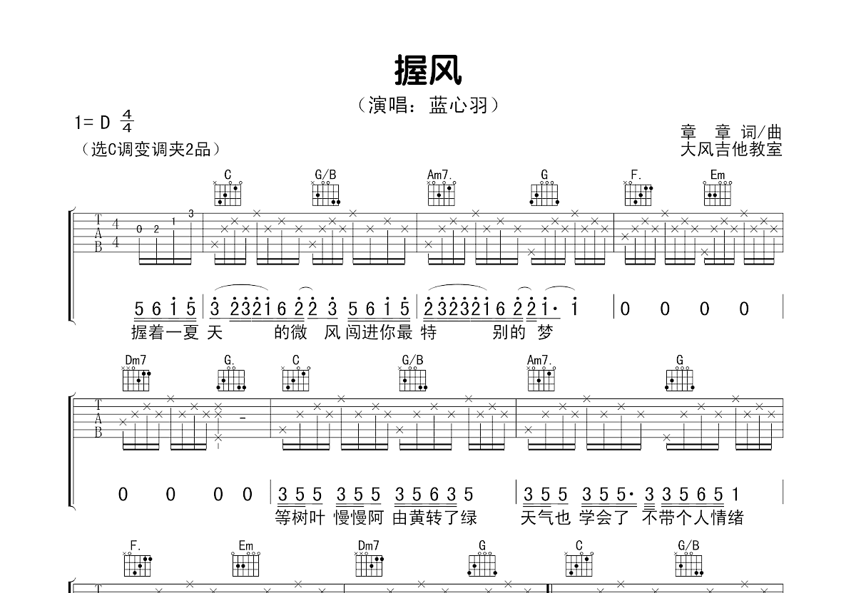 握风吉他谱预览图