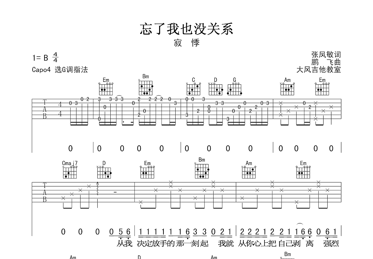 忘了我也没关系吉他谱预览图