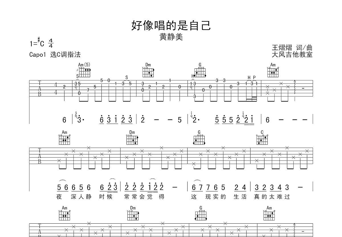 好像唱的是自己吉他谱预览图