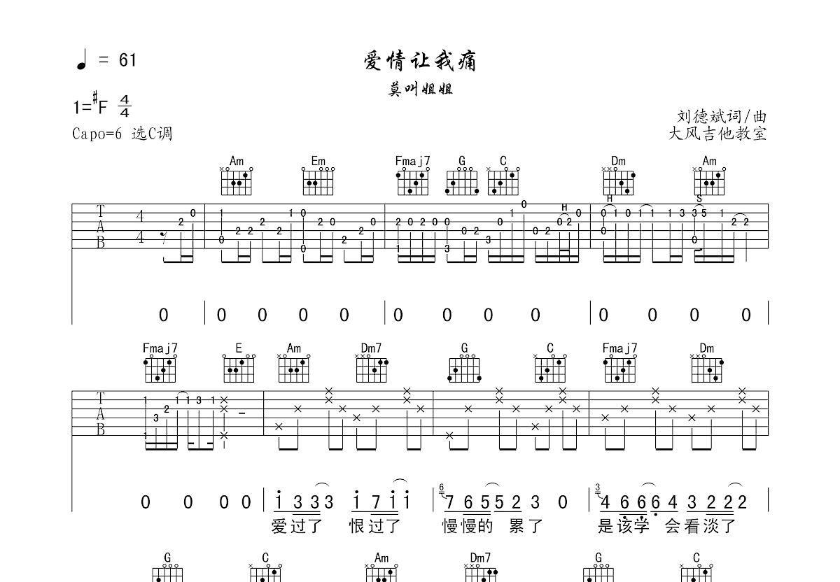 爱情让我痛吉他谱预览图