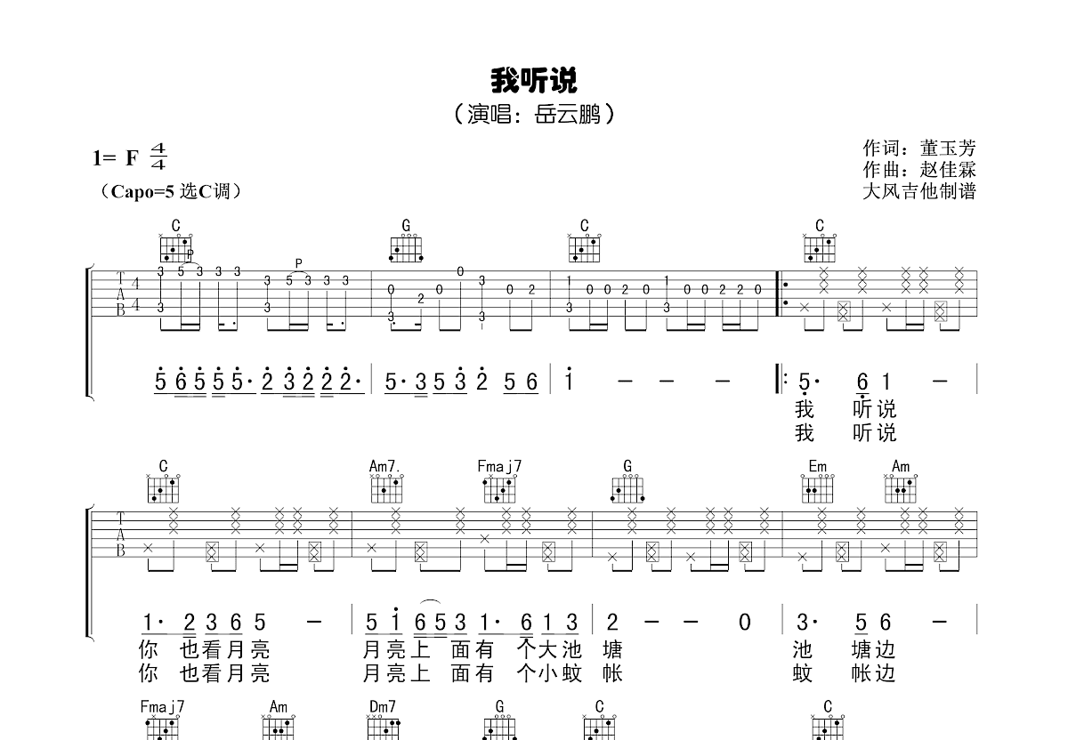 我听说吉他谱预览图