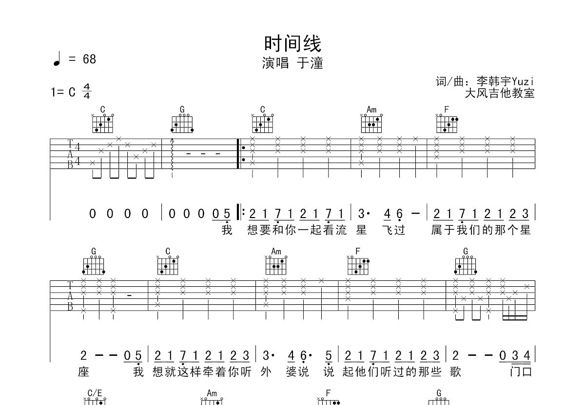 时间线吉他谱预览图