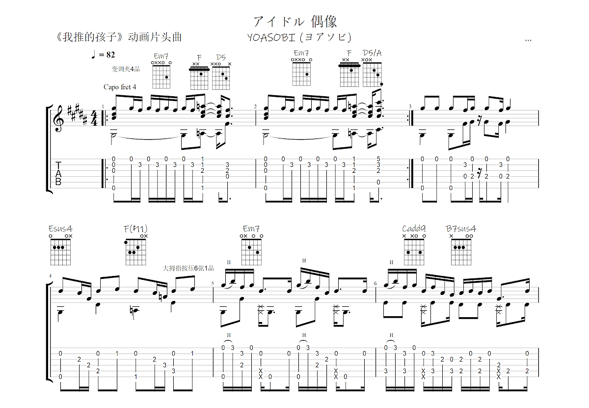 アイドル 偶像吉他谱预览图