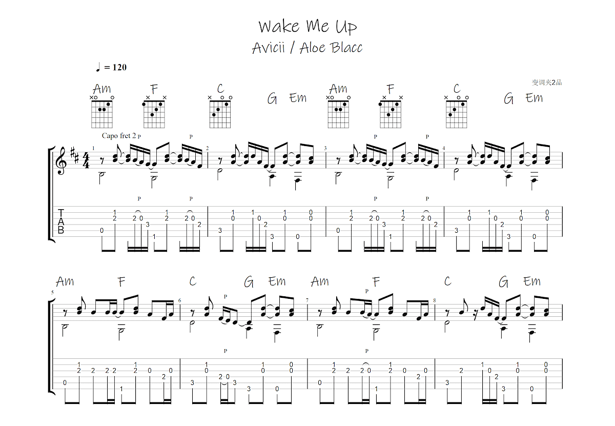 Wake Me Up吉他谱预览图