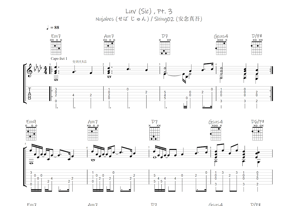 Luv (sic.) pt3吉他谱预览图
