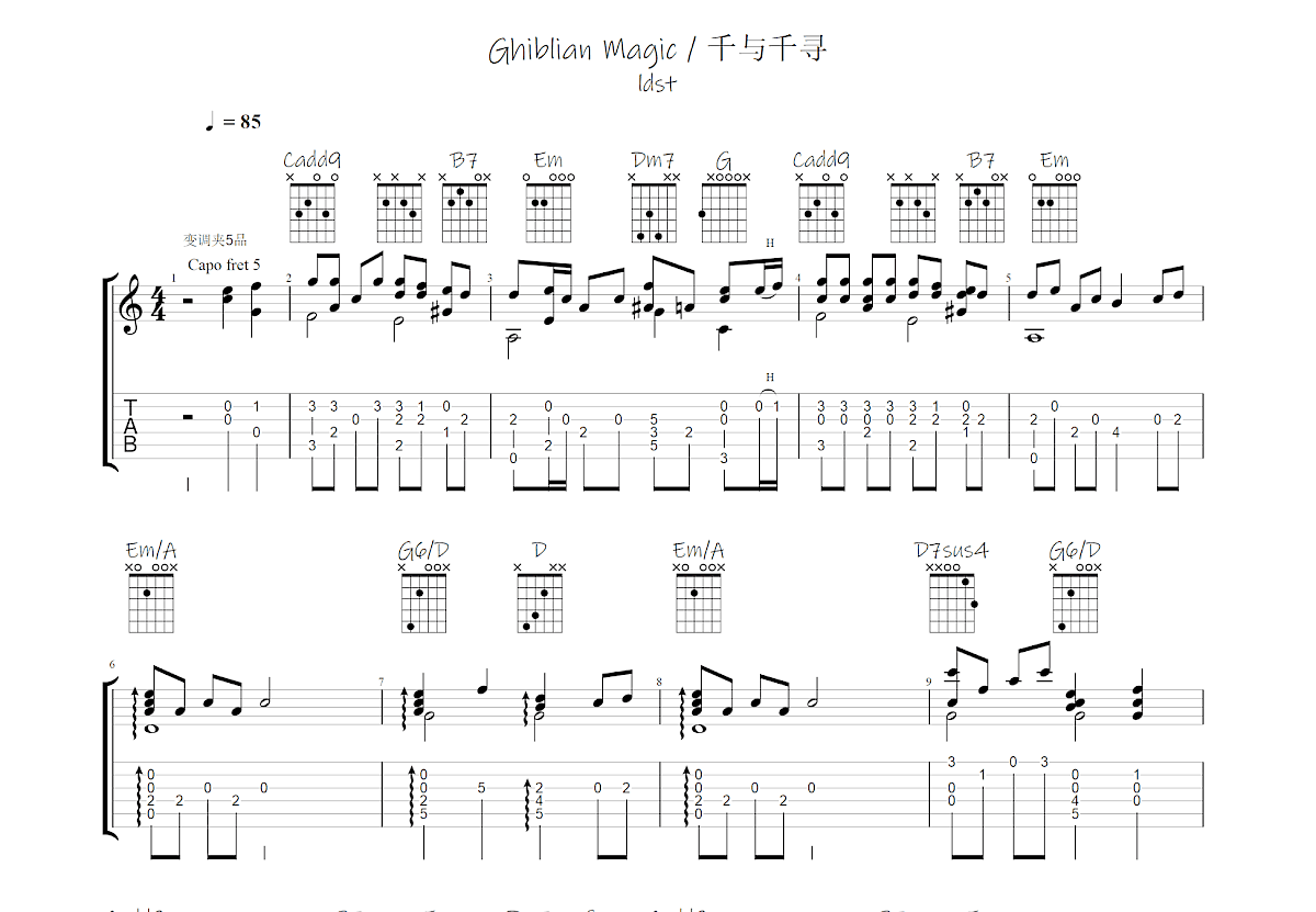 Ghiblian Magic吉他谱预览图