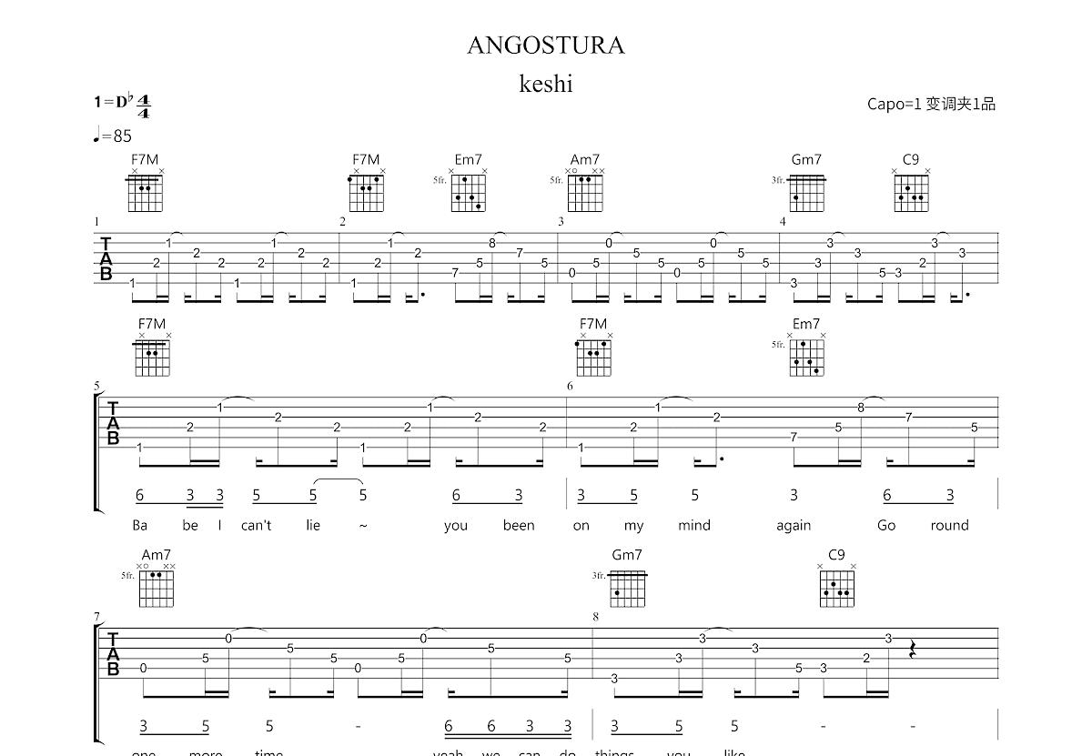 ANGOSTURA吉他谱预览图