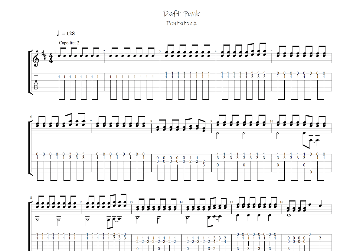 Daft Punk吉他谱预览图