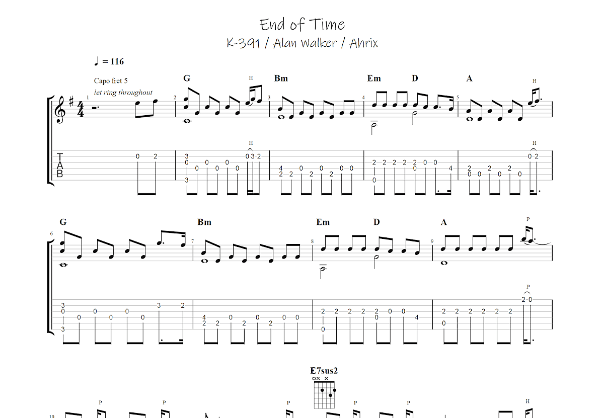 End of Time吉他谱预览图