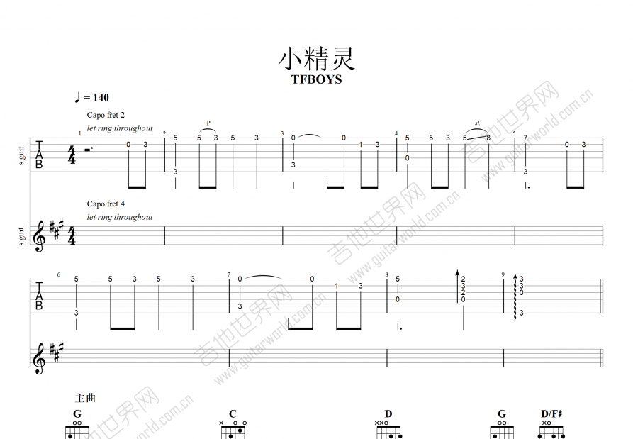 小精灵吉他谱预览图