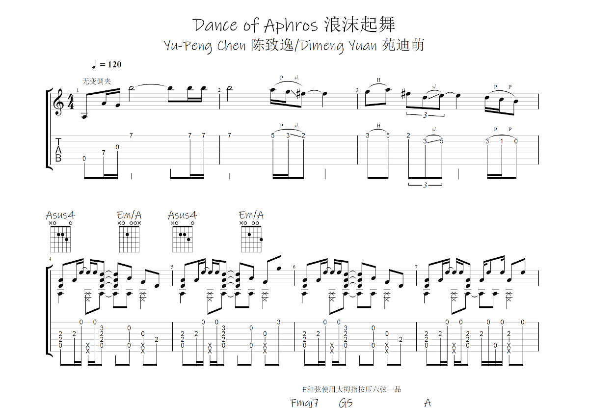 原神优菈主题曲BGM浪沫之舞 闪灼的烛光吉他谱预览图