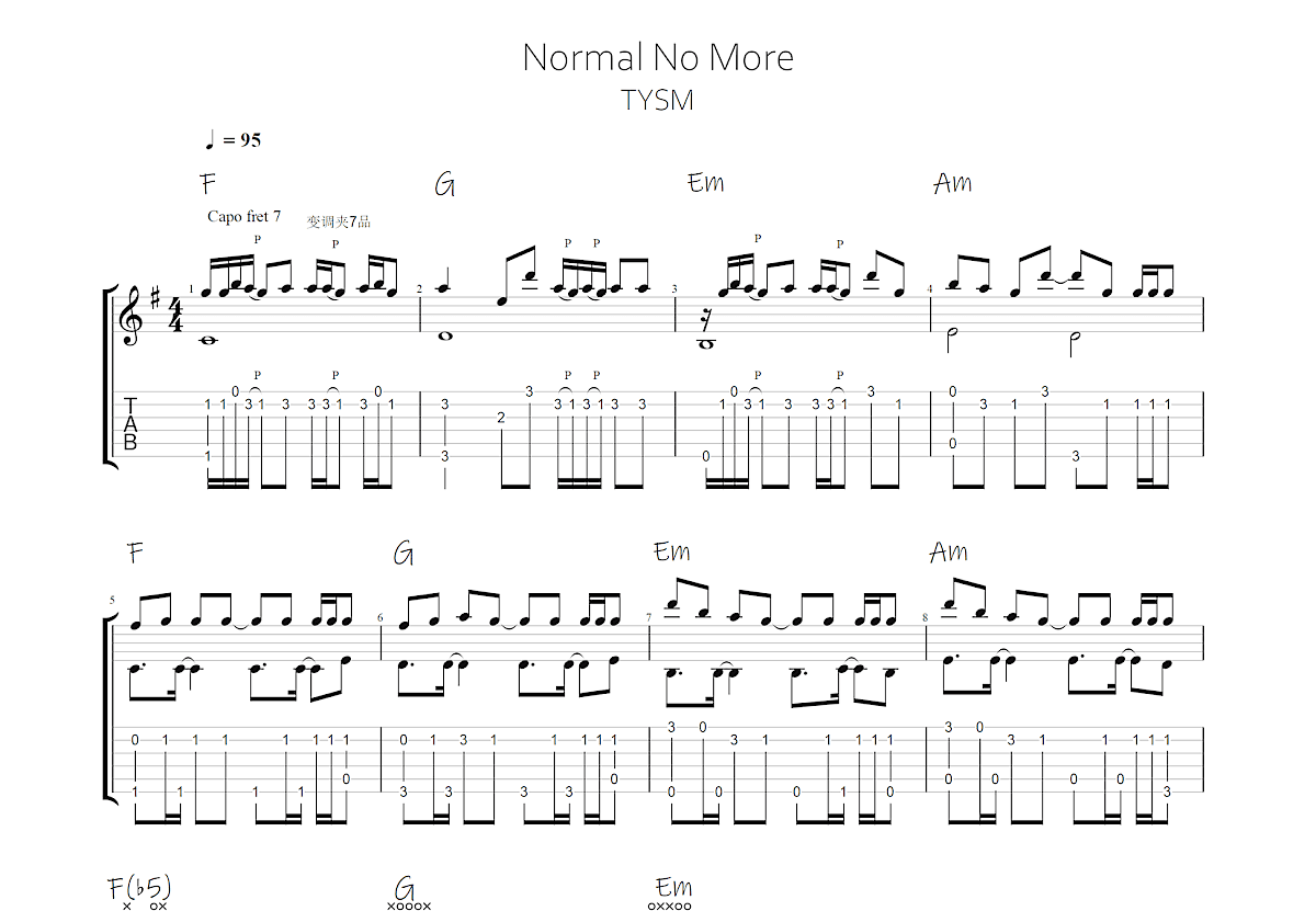Normal No More吉他谱预览图