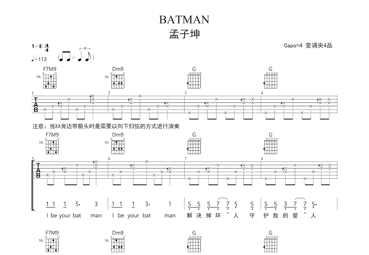 BATMAN吉他谱预览图