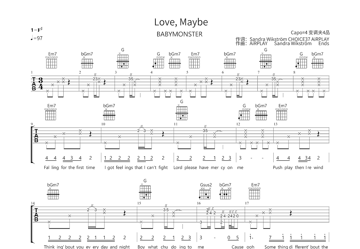 Love, Maybe吉他谱预览图