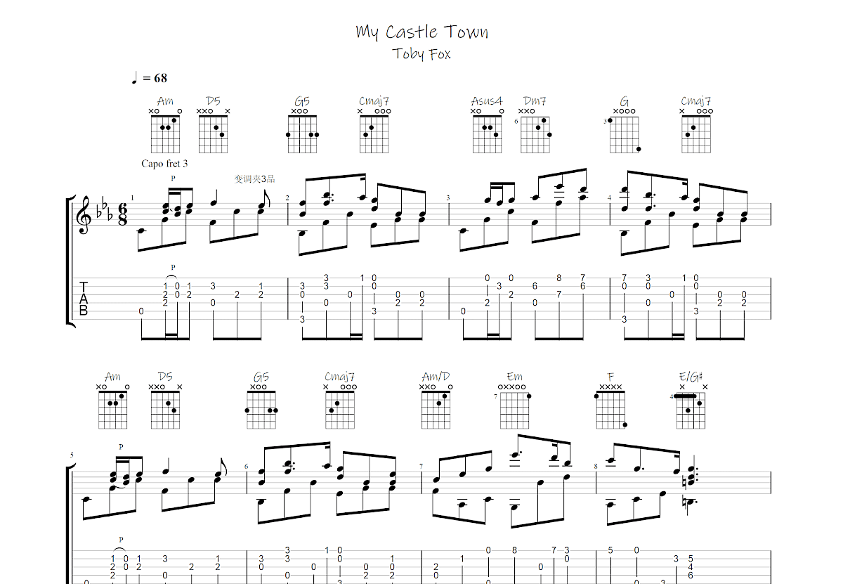 My Castle Town吉他谱预览图