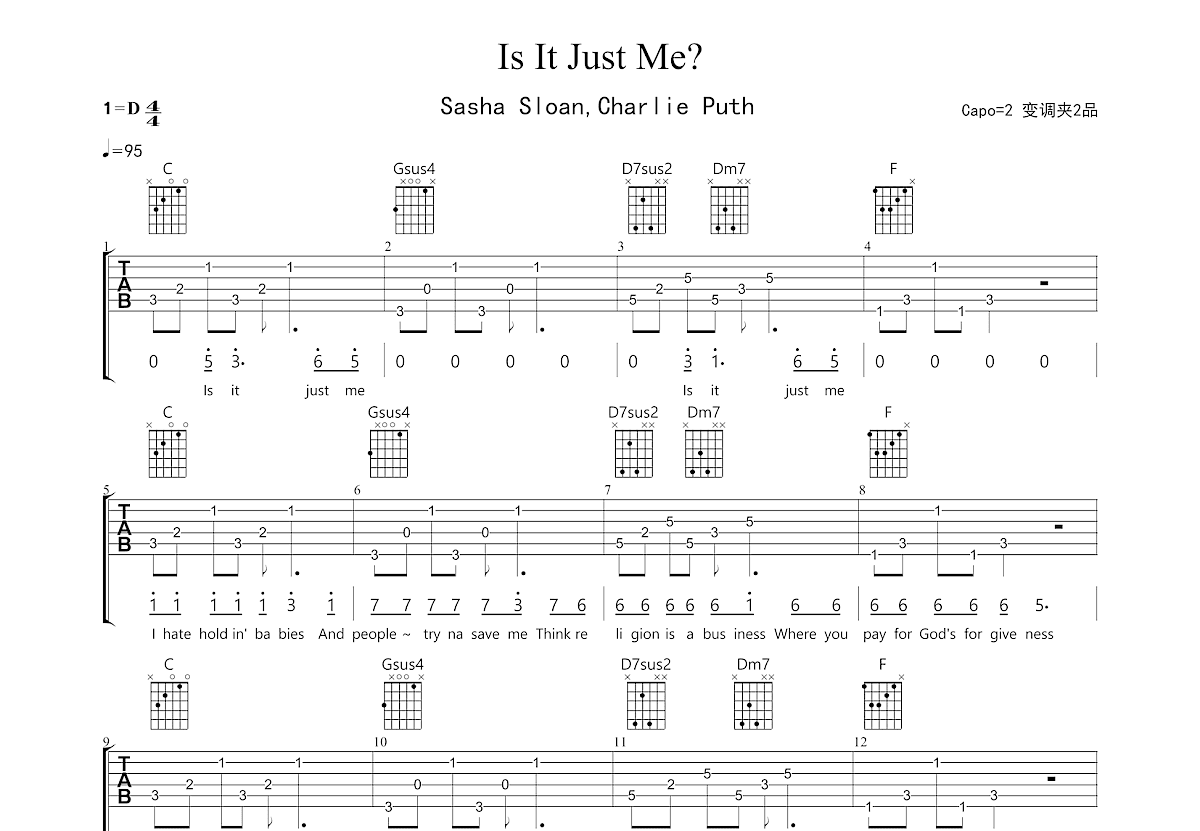 Is It Just Me?吉他谱预览图