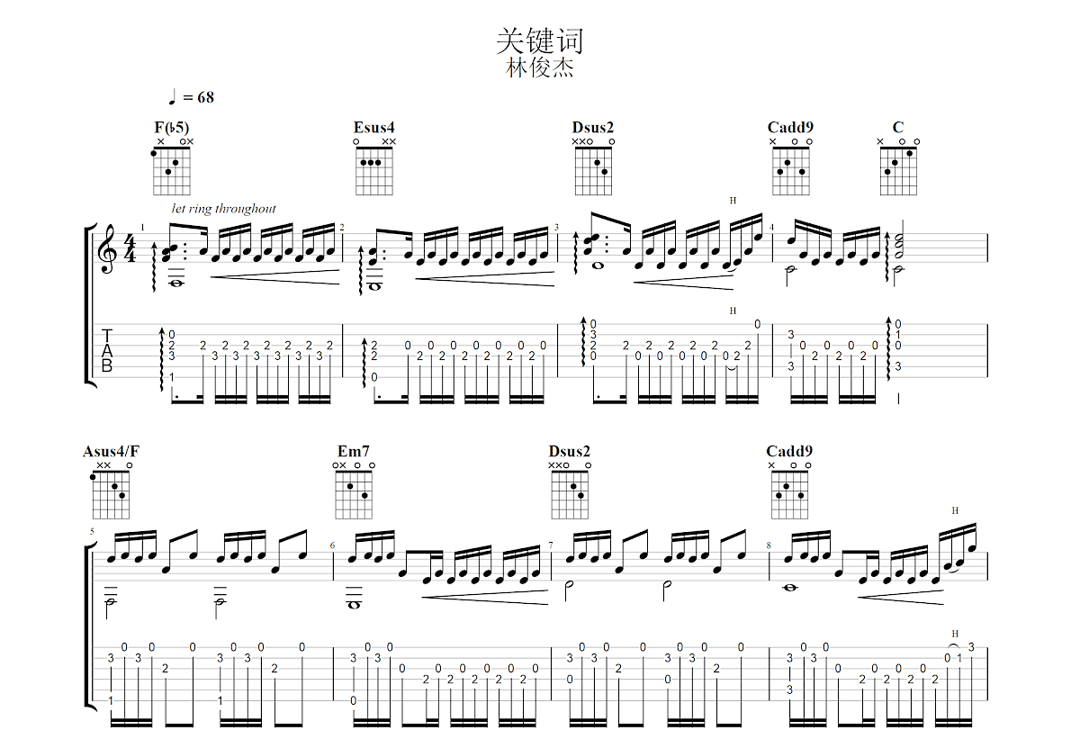 关键词吉他谱预览图