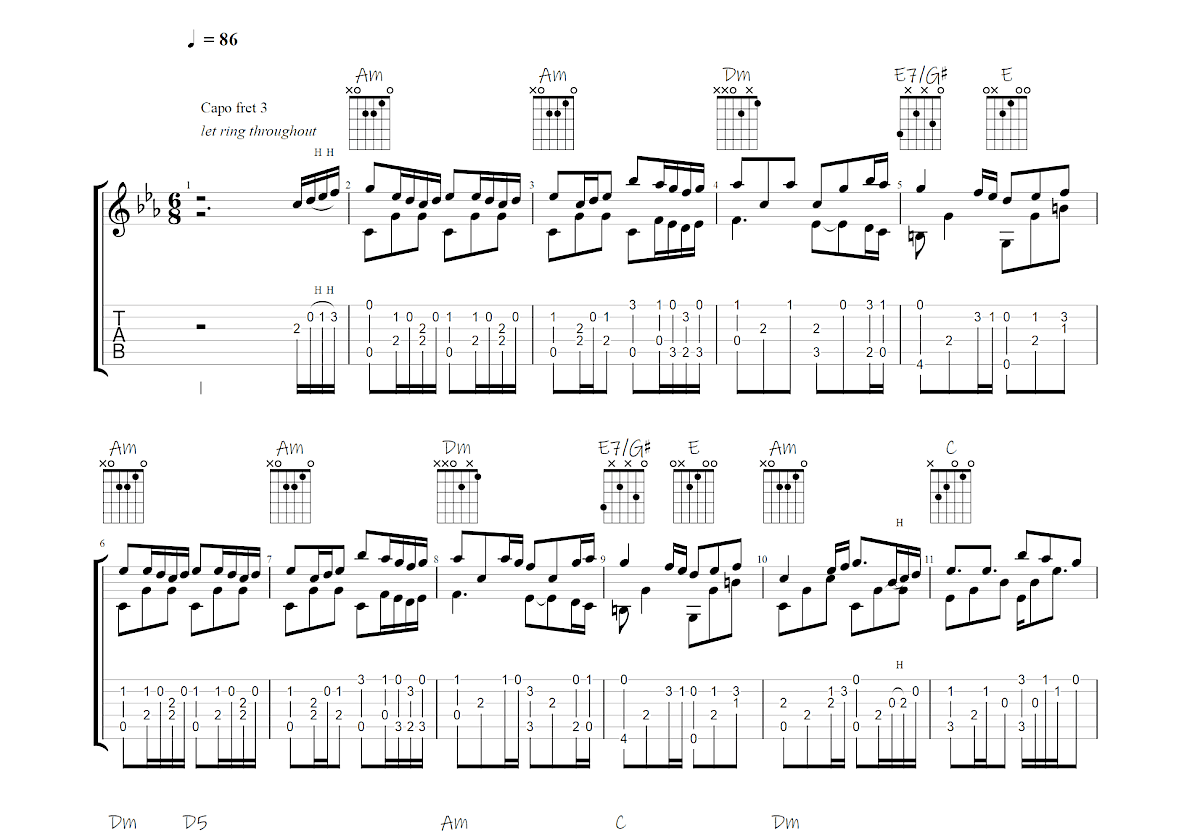 Carol of The Bells吉他谱预览图