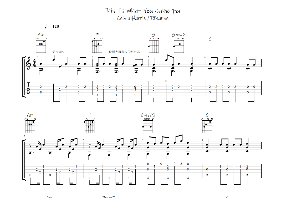 This Is What You Came For吉他谱预览图