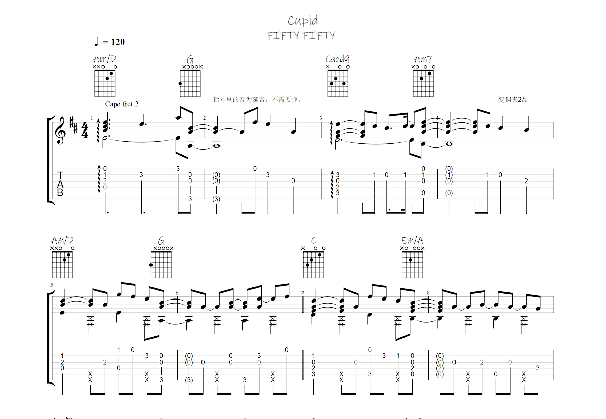 Cupid吉他谱预览图