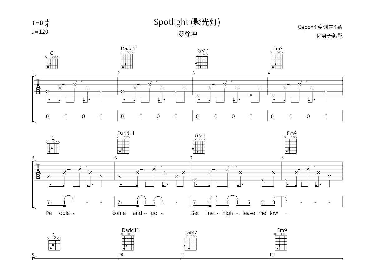 Spotlight吉他谱预览图