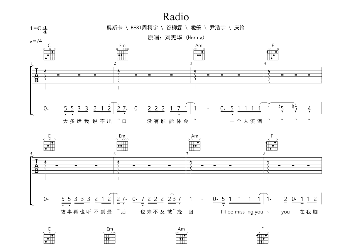 Radio吉他谱预览图