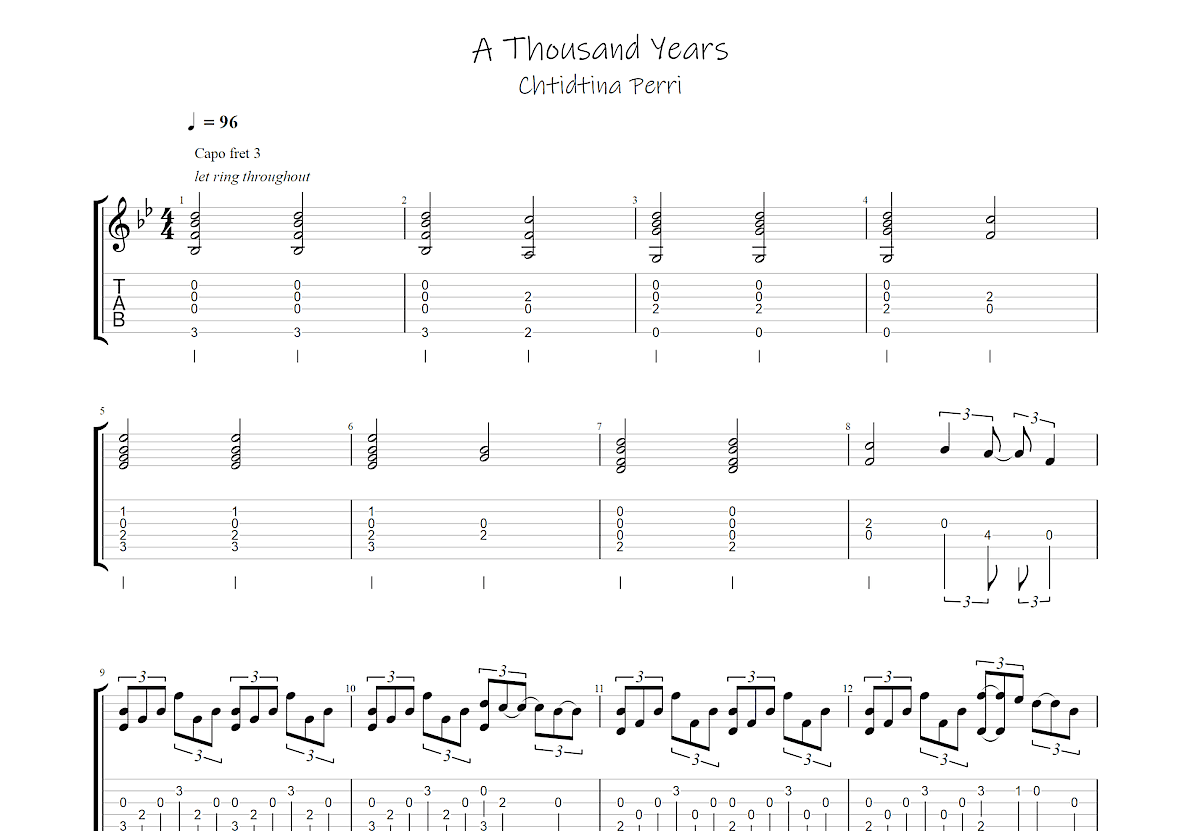A Thousand Years吉他谱预览图