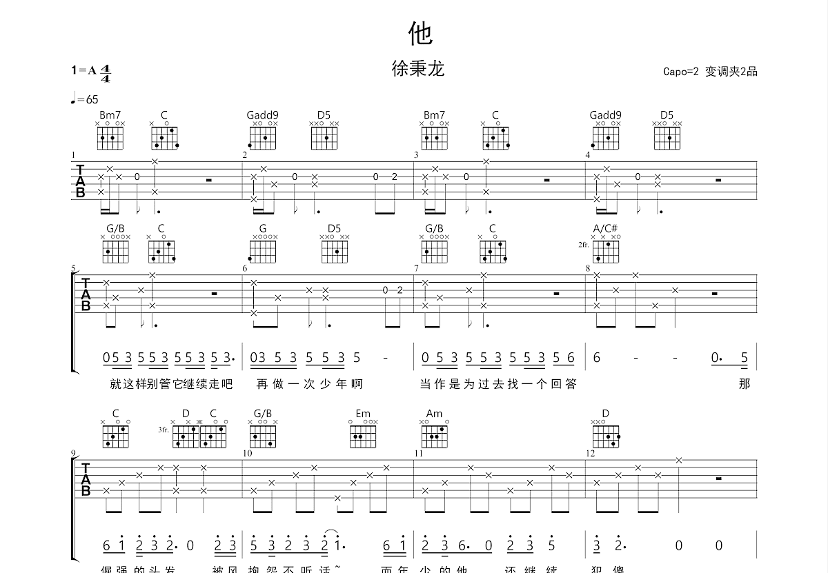 他吉他谱预览图