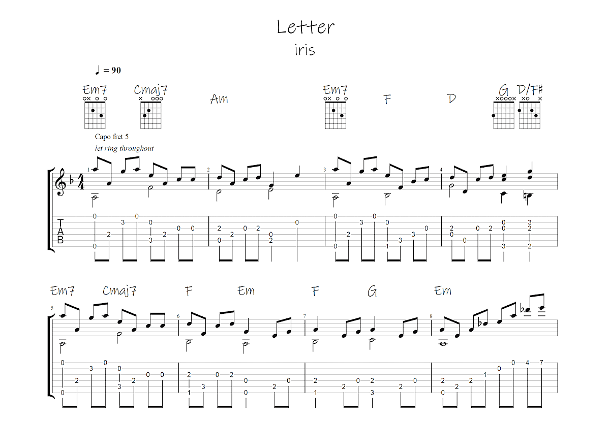 Letter吉他谱预览图