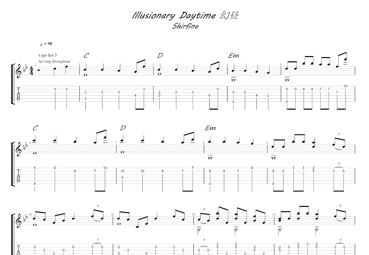 Illusionary Daytime吉他谱预览图