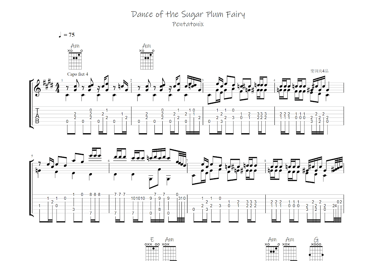 Dance of the Sugar Plum Fairy吉他谱预览图