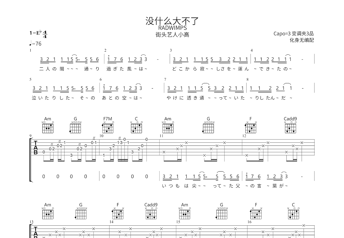 没什么大不了吉他谱预览图
