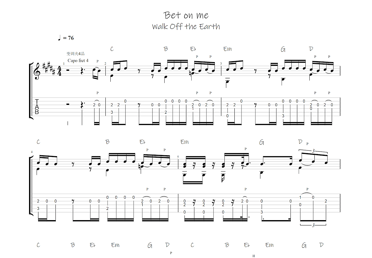 Bet On Me吉他谱预览图