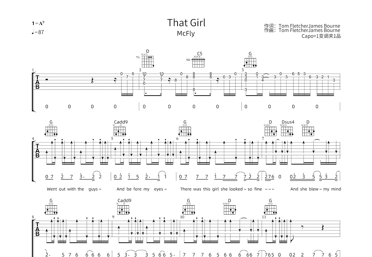 That Girl吉他谱预览图
