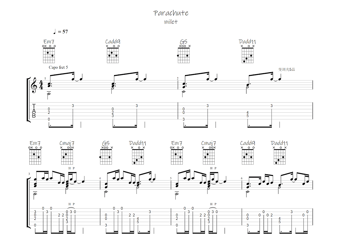 Parachute吉他谱预览图