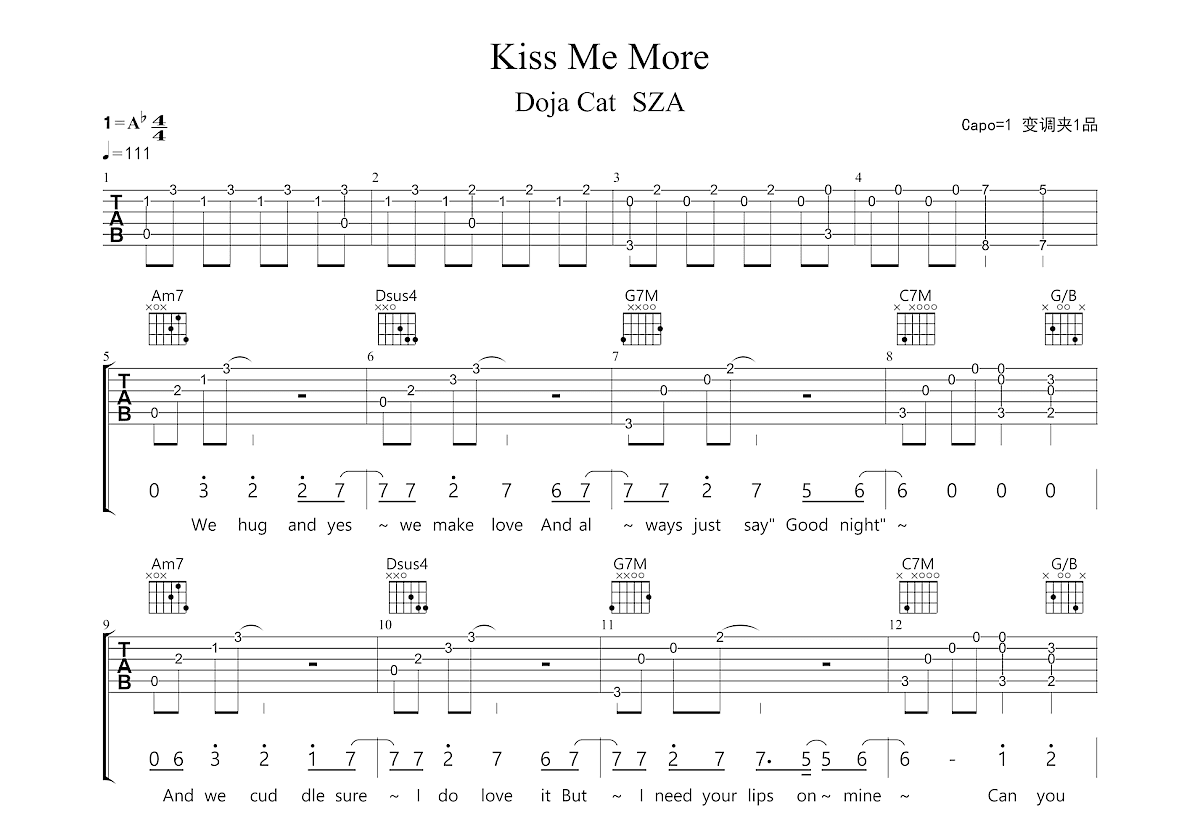 Kiss Me More吉他谱预览图