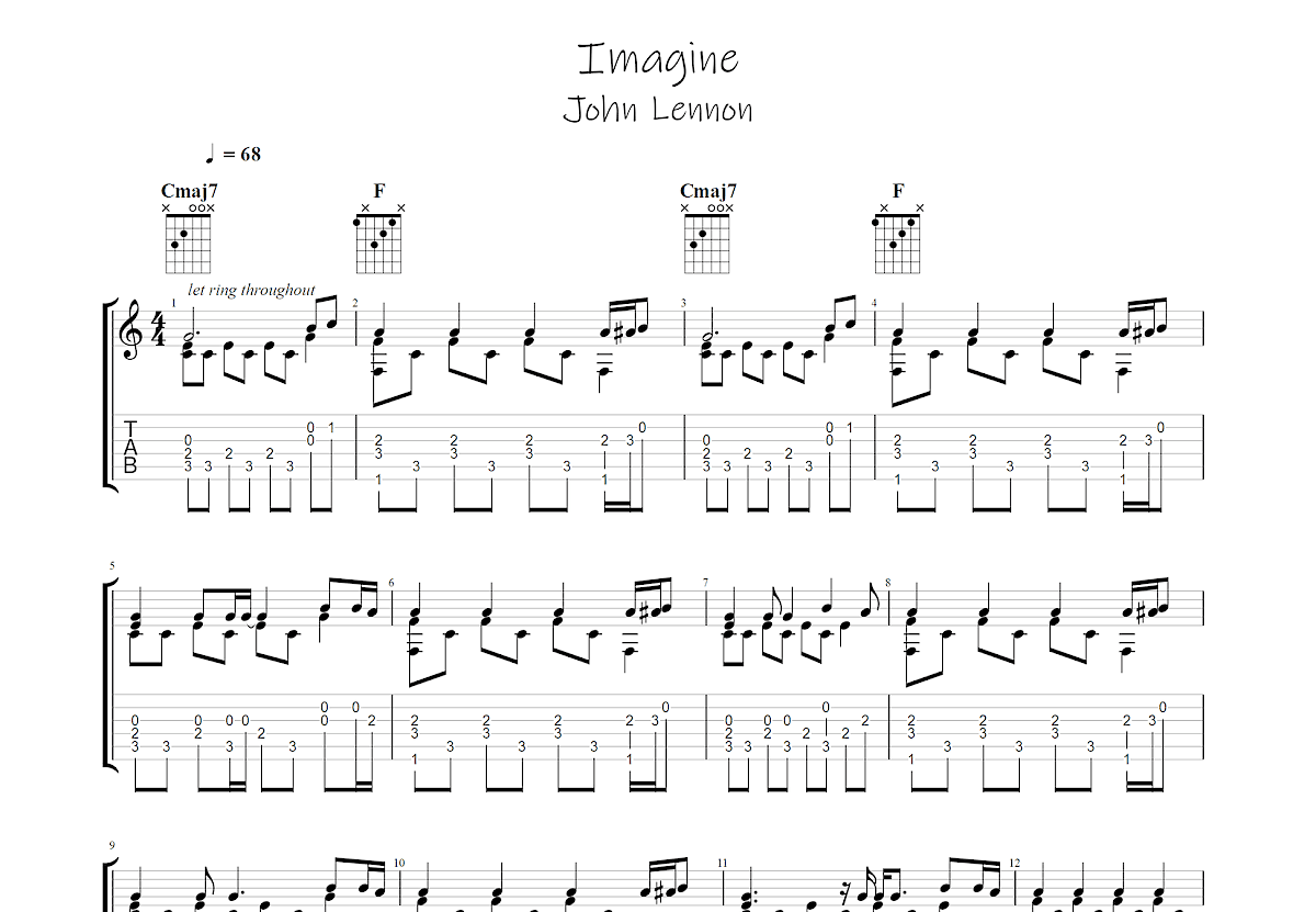 Imagine吉他谱预览图
