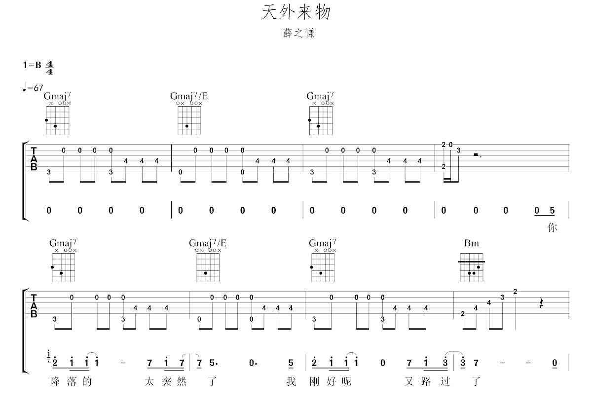 天外来物吉他谱预览图