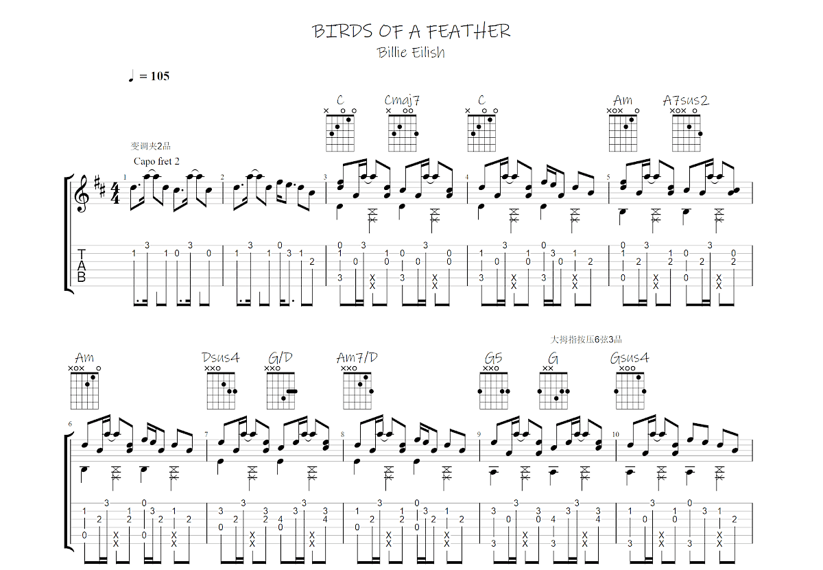 BIRDS OF A FEATHER吉他谱预览图