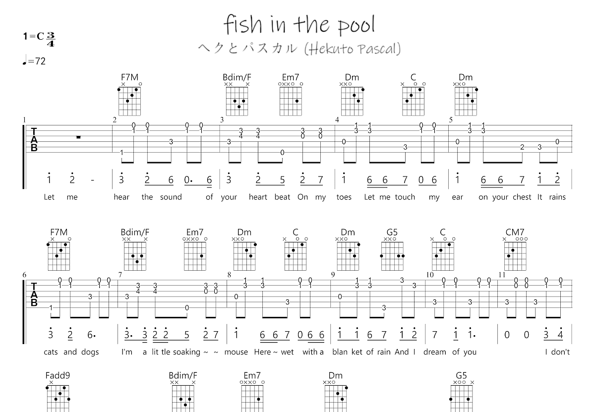 fish in the pool吉他谱预览图