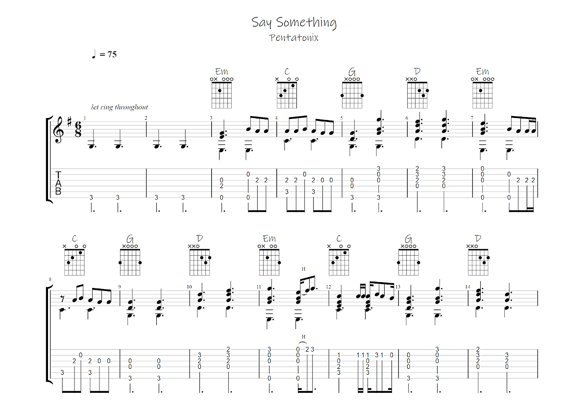 Say Something吉他谱预览图