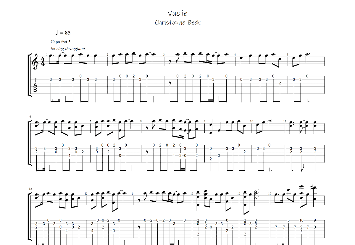 Vuelie吉他谱预览图