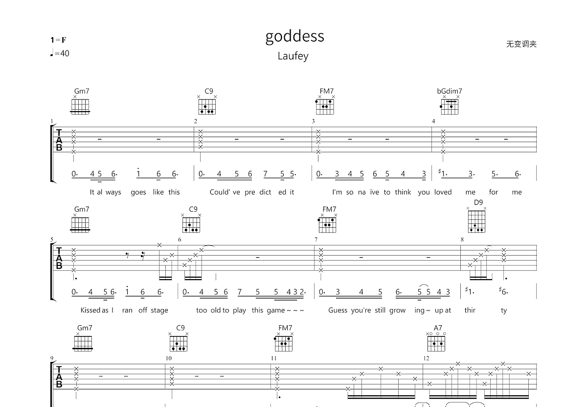 Goddess吉他谱预览图