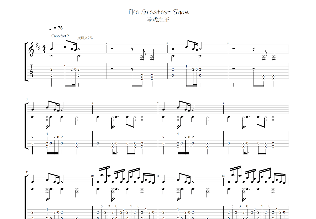 The Greatest Show吉他谱预览图